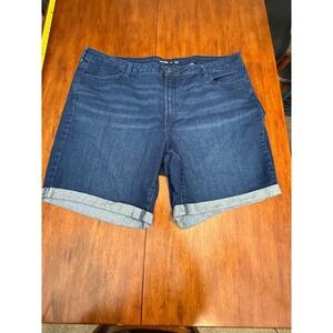 Old Navy High Rise WOW Jean Shorts Womens Size 24‎ Dark Wash Cuffed Denim